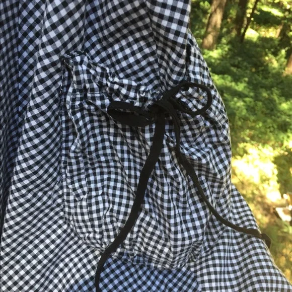 Fresh + Wear layered black and white peasant drop waist gingham midi skirt - Picture 4 of 7